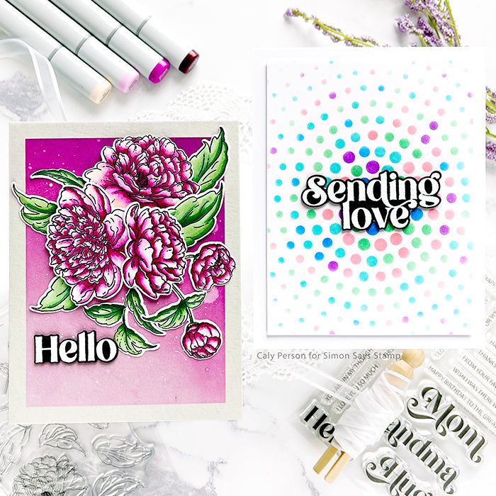 Tim Holtz Distress Oxide Ink Pad WILTED VIOLET Ranger TDO56355 Peonies and Confetti Card | color-code:ALTM093