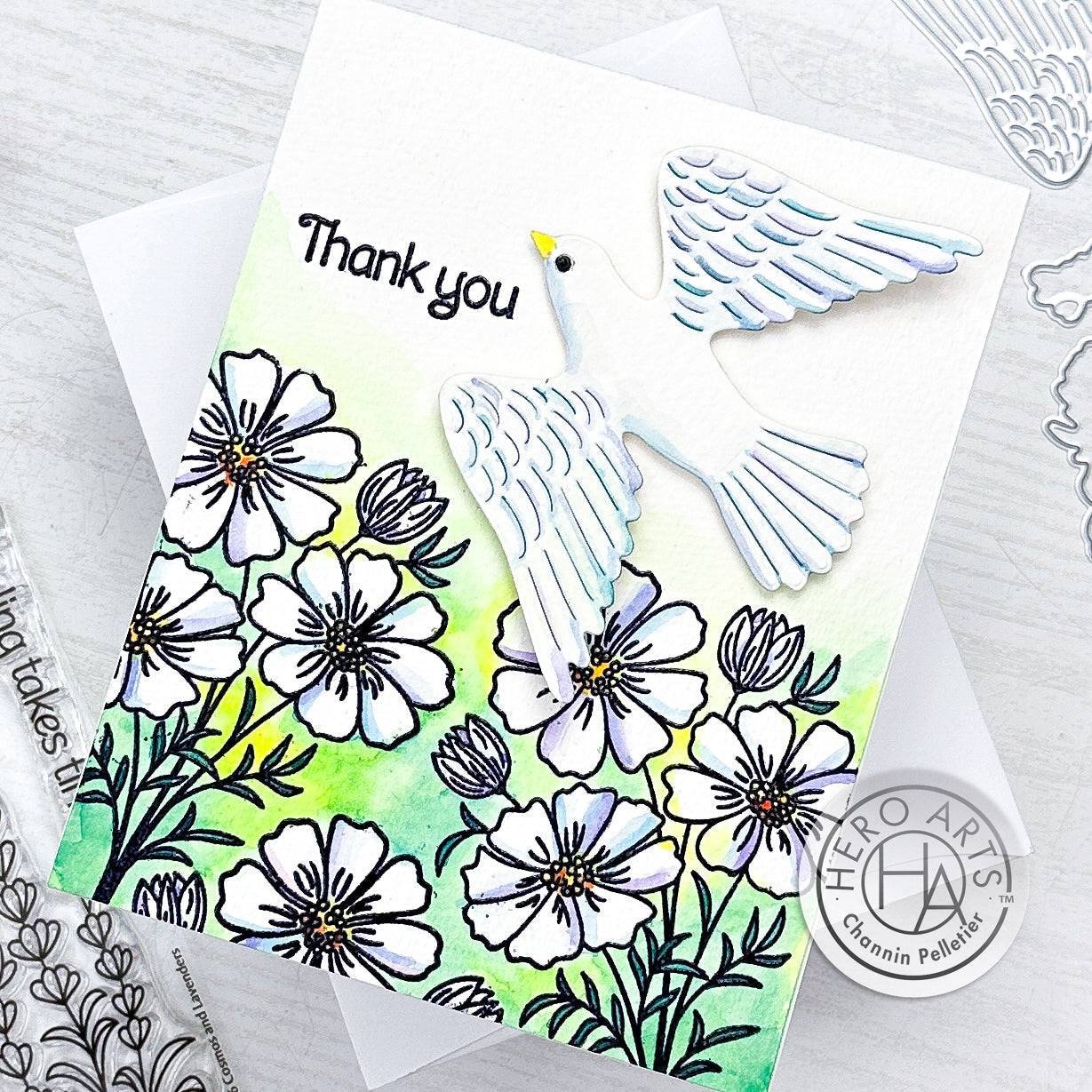 Hero Arts Clear Stamps Cosmos and Lavender cm756 thank you
