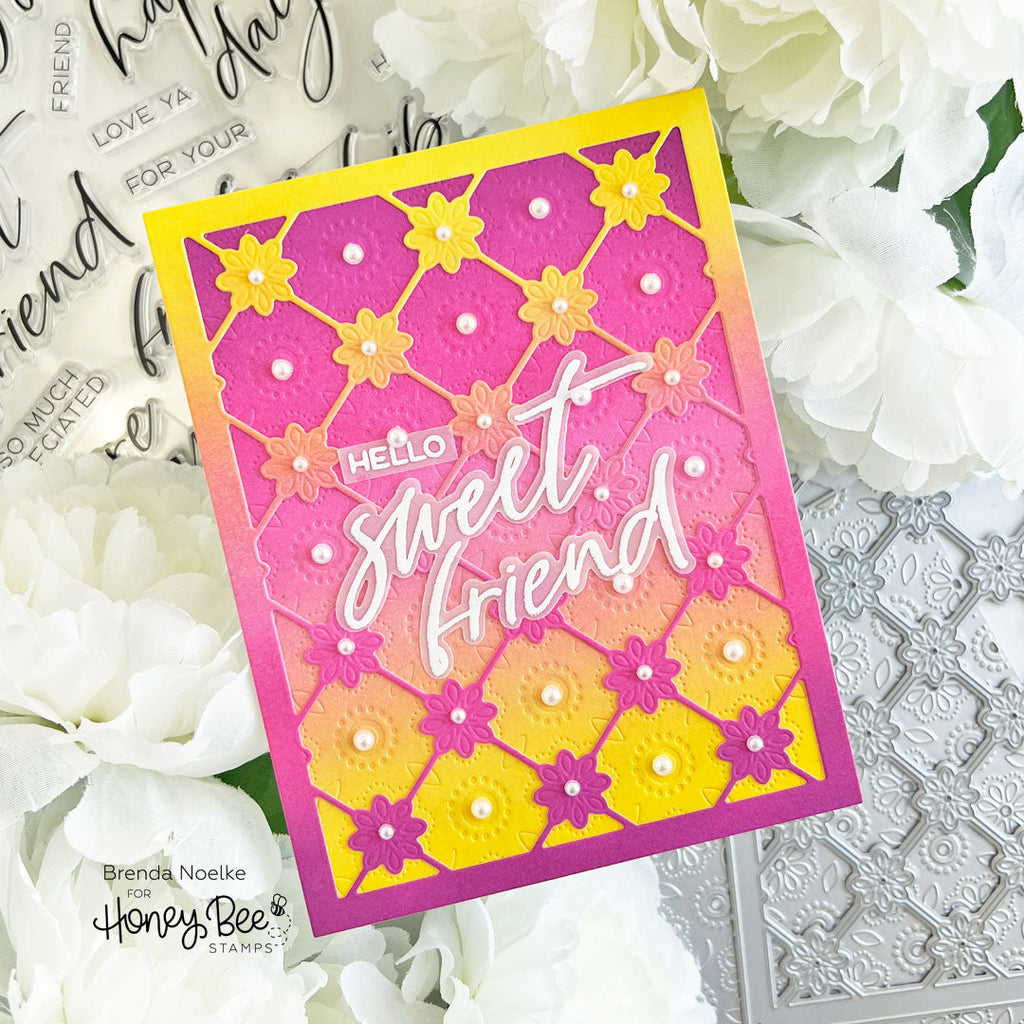 Honey Bee Delicate Daisy A2 Cover Plate Top Die hbds-dela2t Hello Sweet Friend Card | color-code:ALT01