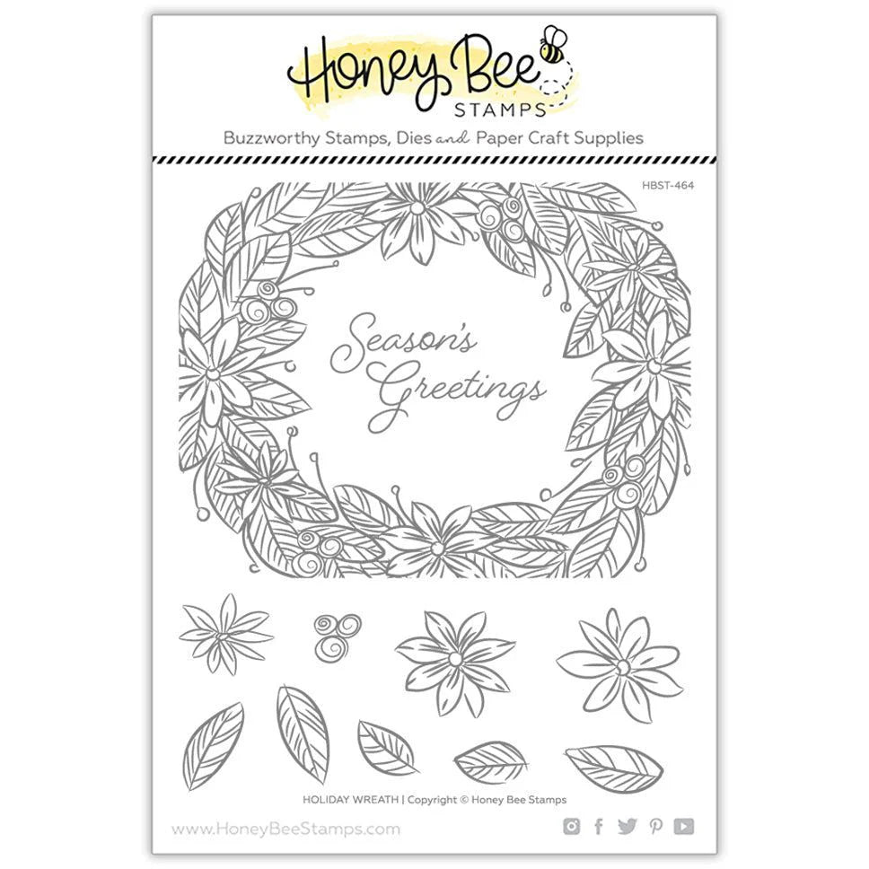 Honey Bee Holiday Wreath Clear Stamps And Stencils Bundle