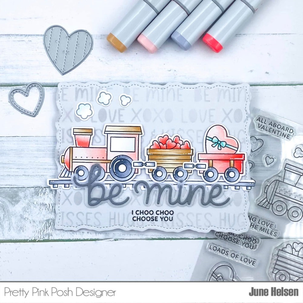 Pretty Pink Posh Valentines Train Coordinating Dies choo choo