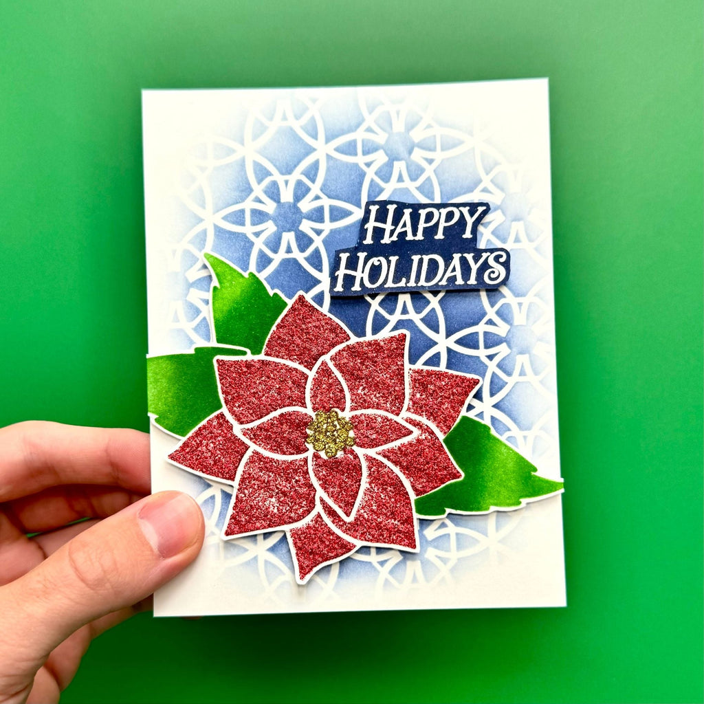 Ranger Simon Hurley Slippery When Wet Astro Paste hua87106 Poinsettia Happy Holidays Card