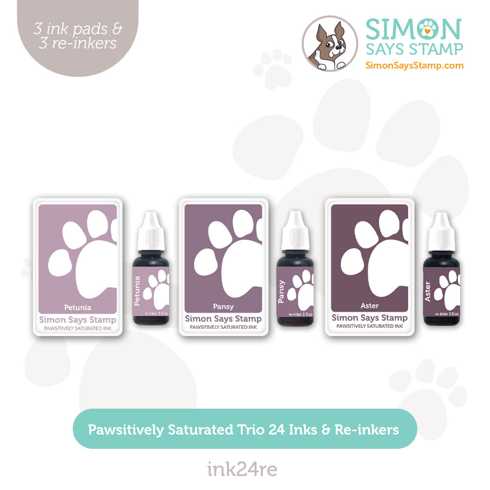 Simon Says Stamp Pawsitively Saturated Ink Trio 24 And Re-Inkers