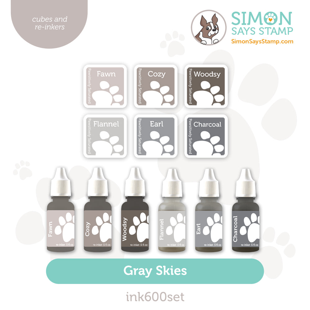Simon Says Stamp Pawsitively Saturated Ink Cubes Gray Skies and Re-Inkers ink600set