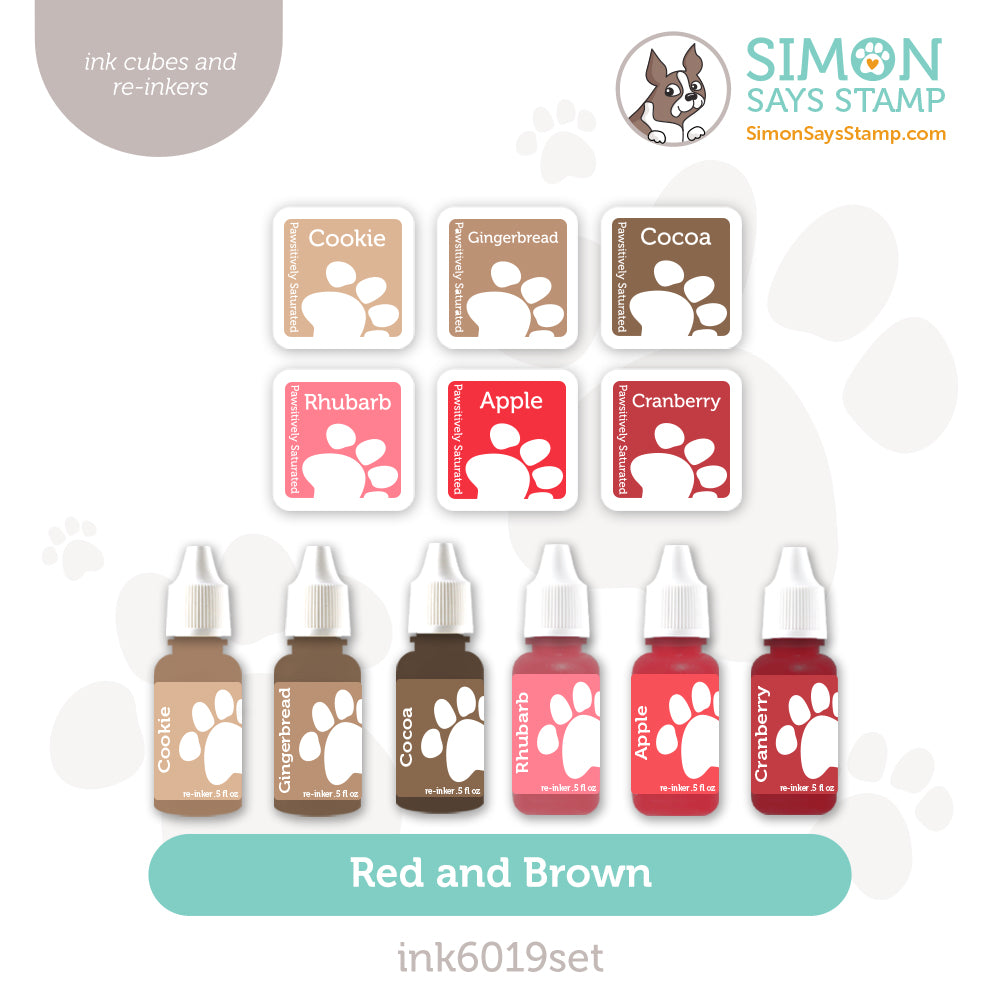 Simon Says Stamp Pawsitively Saturated Ink Cubes Reds And Browns and Re-Inkers ink6019set Happy Camper