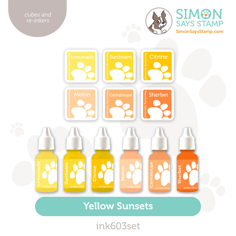 Simon Says Stamp Pawsitively Saturated Ink Cubes Yellow Sunsets and Re-Inkers ink603set