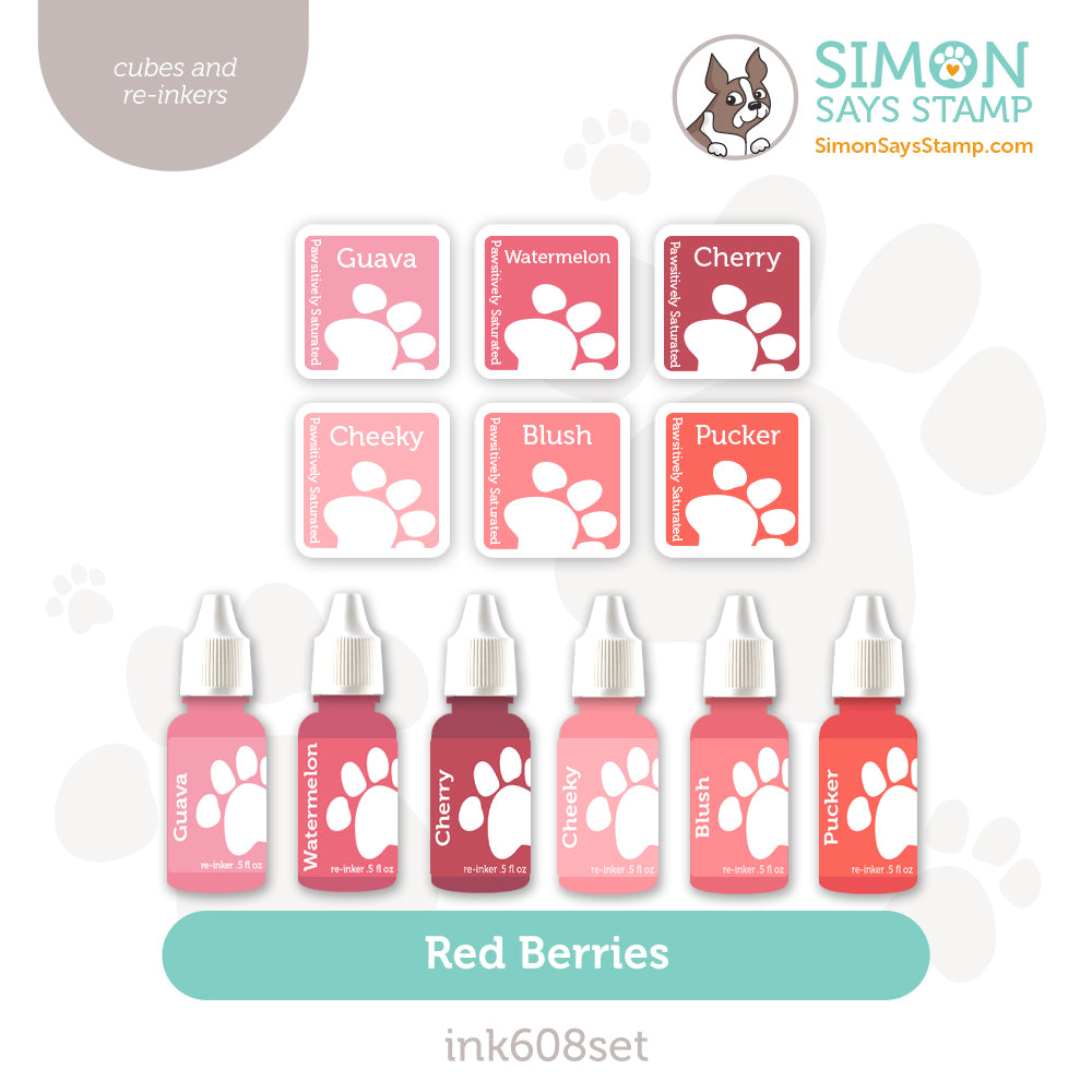 Simon Says Stamp Pawsitively Saturated Ink Cubes Red Berries and Re-Inkers ink608set