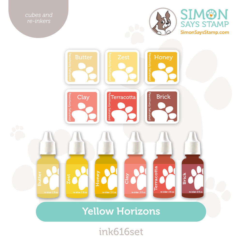 Simon Says Stamp Pawsitively Saturated Ink Cubes Yellow Horizons and Re-Inkers ink616set