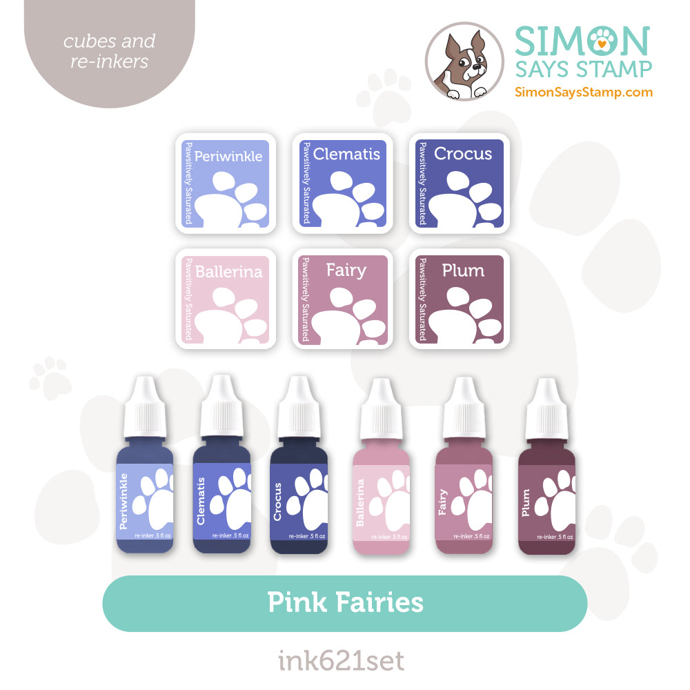Simon Says Stamp Pawsitively Saturated Ink Cubes Pink Fairies and Re-Inkers ink621set