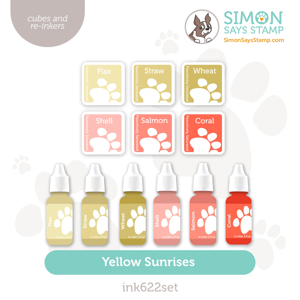 Simon Says Stamp Pawsitively Saturated Ink Cubes Yellow Sunrises and Re-Inkers ink622set Shine On