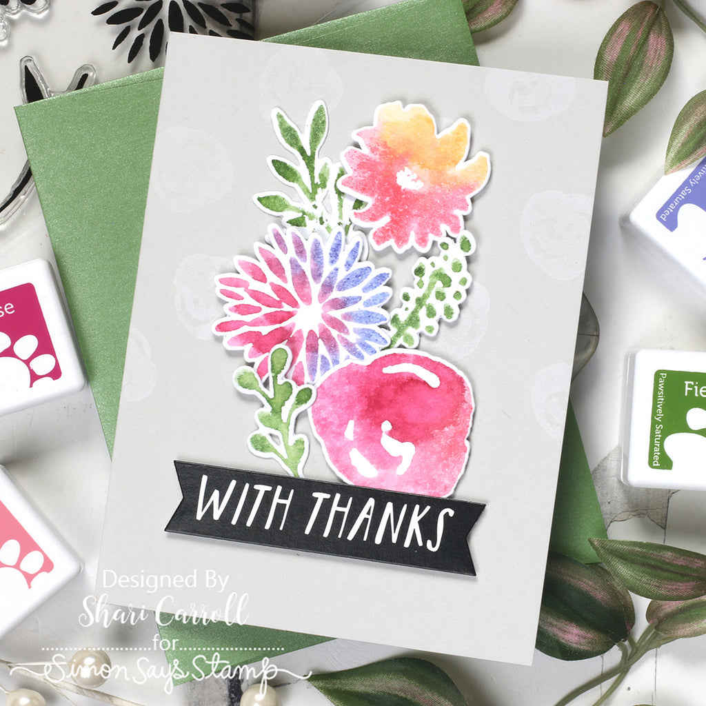 Simon Says Stamp Card Kit of the Month March 2026 Watercolor Bouquet ck0326 Thanks Card