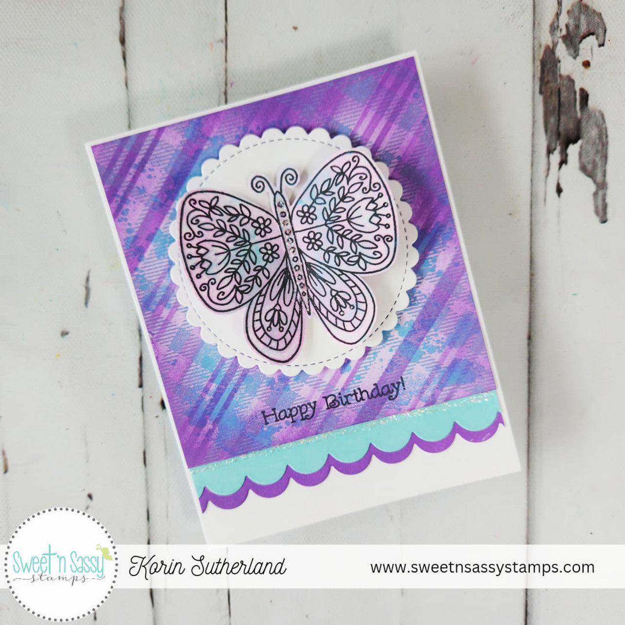 Sweet 'N Sassy Embrace Change Clear Stamps cws-24-010 purple birthday butterfly