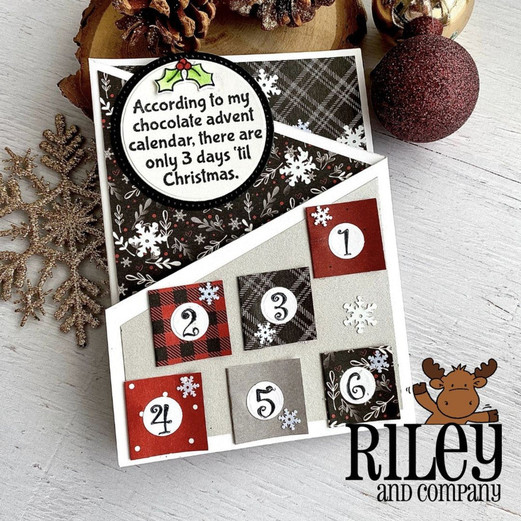 Riley And Company Funny Bones 3 days till Christmas Cling Rubber Stamp rwd-1199 advent calendar