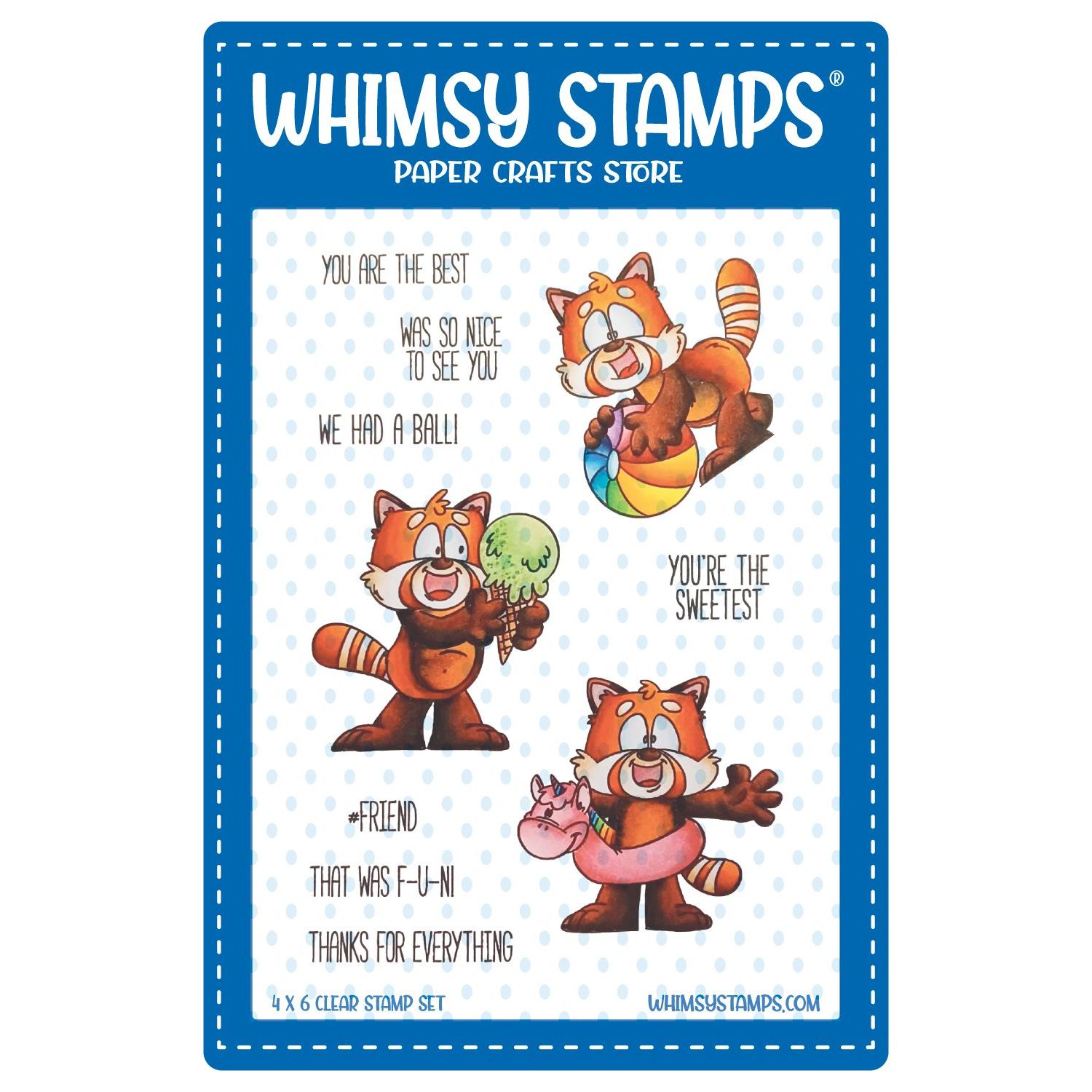 Whimsy Stamps Red Panda Fun Clear Stamps DP1116