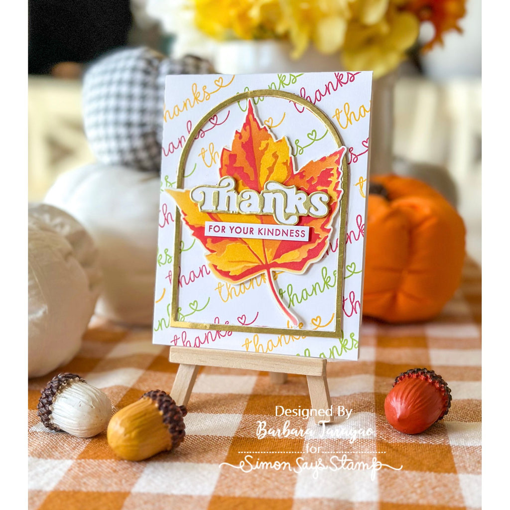 Simon Says Stamp Set of 4 Stencils Red Maple 1102mtc Gratitude Card