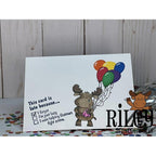 Riley And Company Funny Bones This Card is Late Because Cling Rubber Stamp rwd-1184 balloons