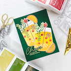 Pinkfresh Studio Holiday Spirit Stencil Set 210023 Holiday Cheers Card