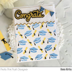 Pretty Pink Posh Congrats Script Hot Foil Plate hats