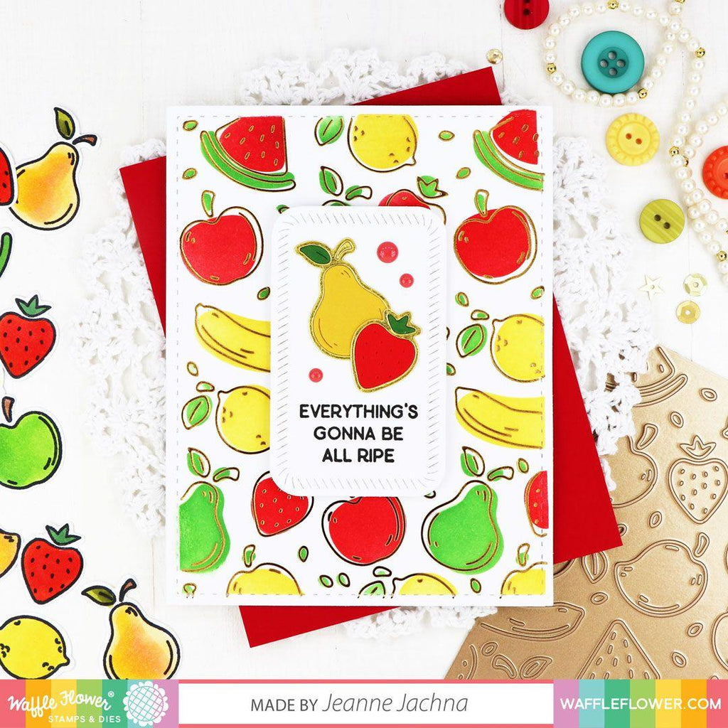 Waffle Flower Fruity Background Hot Foil Plate 421454 all ripe