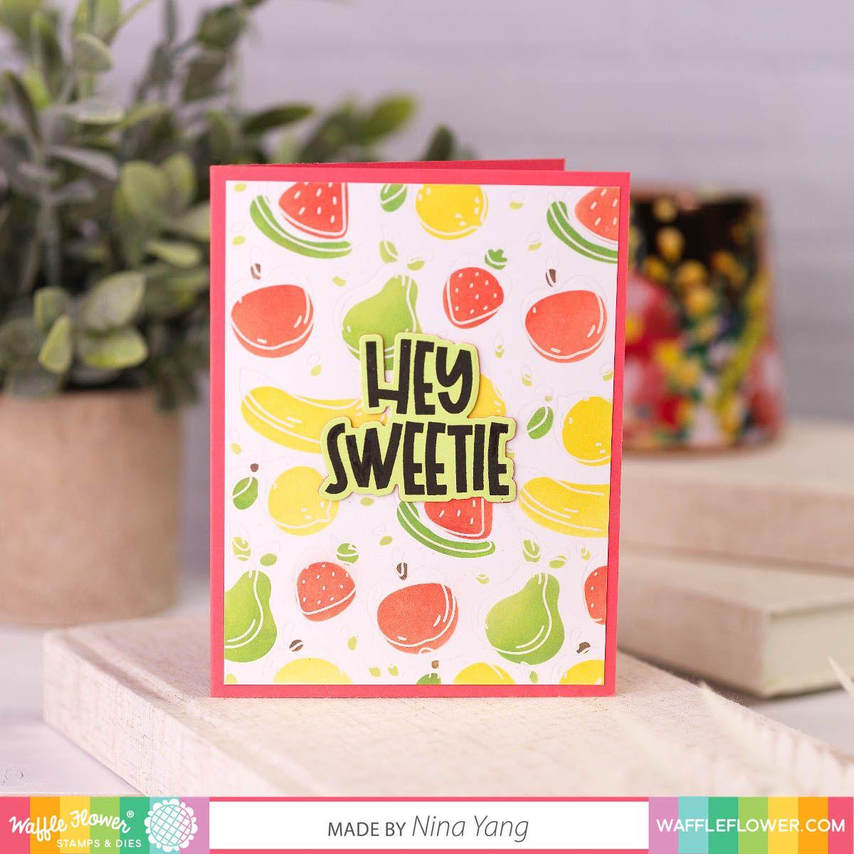Waffle Flower Fruity Background Hot Foil Plate 421454 hey sweetie