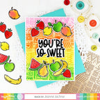 Waffle Flower Fruit Sentiments Clear Stamp and Die Set WFC1491 you're so sweet