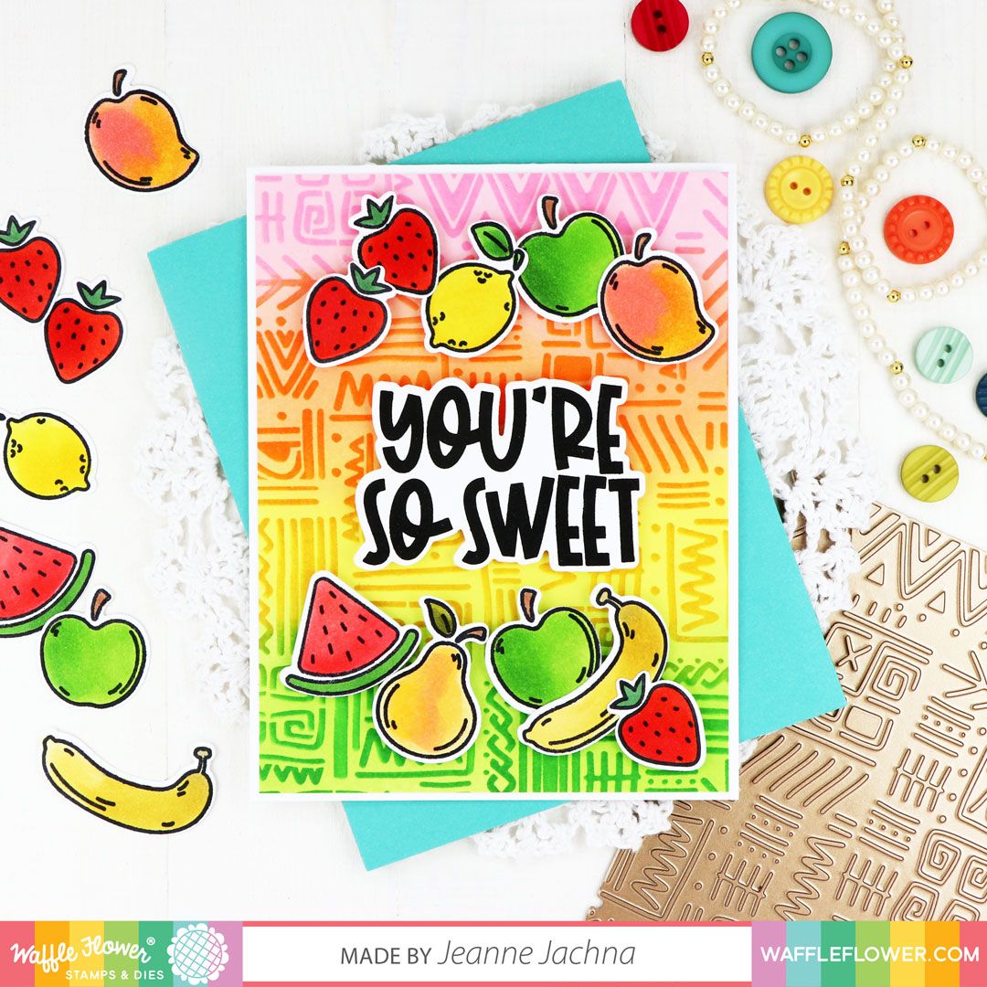Waffle Flower Fruit Sentiments Clear Stamp and Die Set WFC1491 you're so sweet