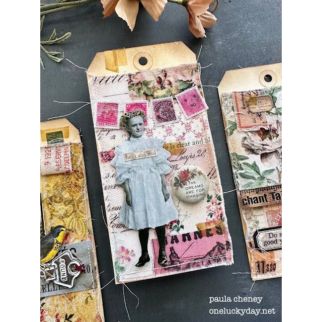 Tim Holtz Fabric Palette Pink Bundle of 10 Fat Quarters little girl tag with paula cheney | color-code:alt7