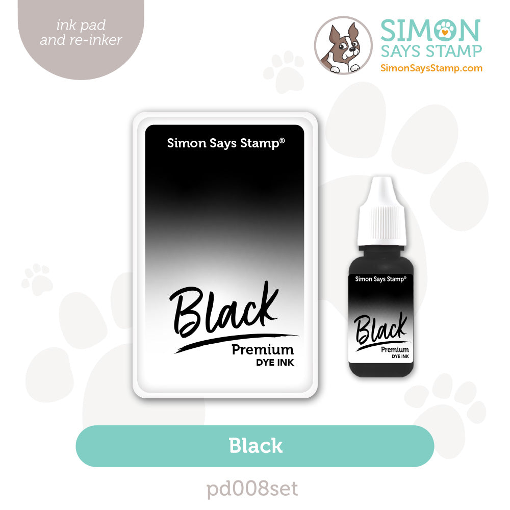 Simon Says Stamp Premium Dye Ink Pad and Re-Inker Black pd008set STAMPtember