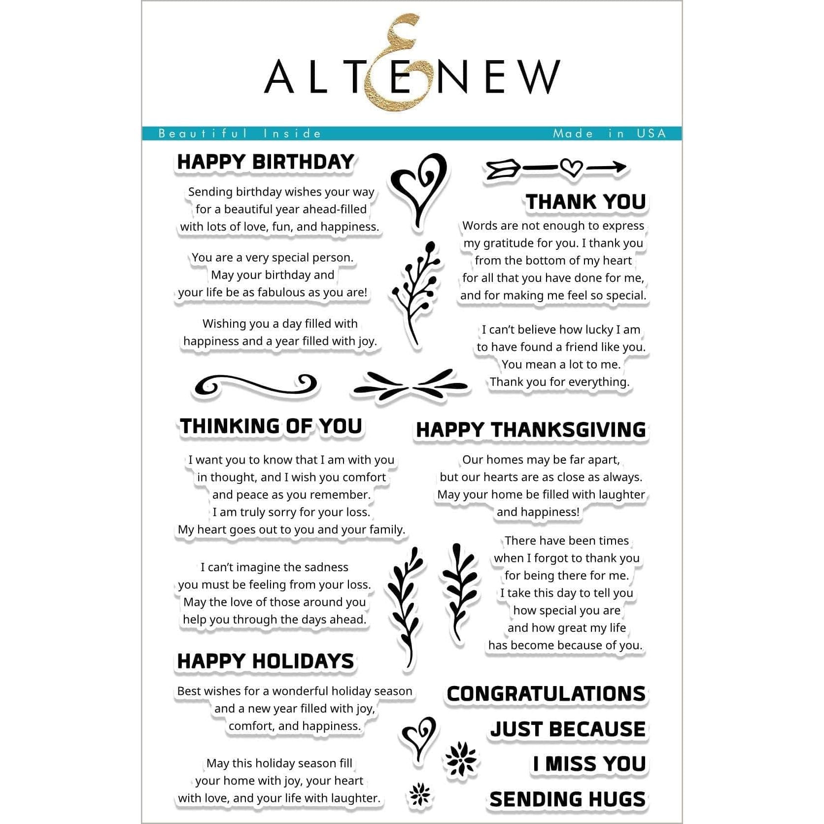 Altenew BEAUTIFUL INSIDE Clear Stamp Set ALT1760