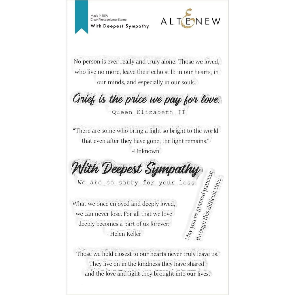 Altenew WITH DEEPEST SYMPATHY Clear Stamps ALT4387