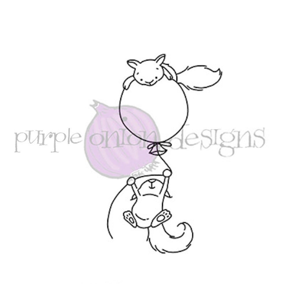 Purple Onion Designs Steve And Scarlett's Balloon Adventure Unmounted Cling Stamp pod6056