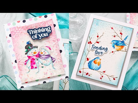 Tim Holtz Distress Candied Apple Ink Pad And Reinker Bundle Ranger Distress Watercoloring Winter Card Video