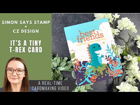 Simon Says Stamp Cloud Borders Wafer Dies sssd112939 Tiny T-Rex Card | Simon Says Stamp + CZ Design Amy Rysavy