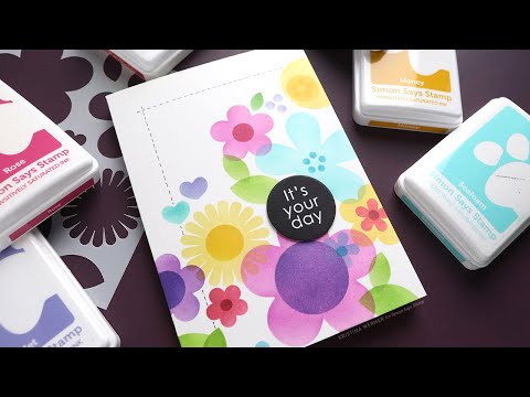 Simon Says Stamps And Stencil Flower Power set773fp Celebrate