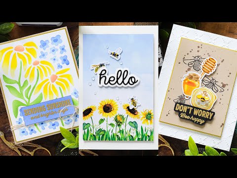 Simon Says Stamp Set of 4 Stencils Retro Flowers ssst221710