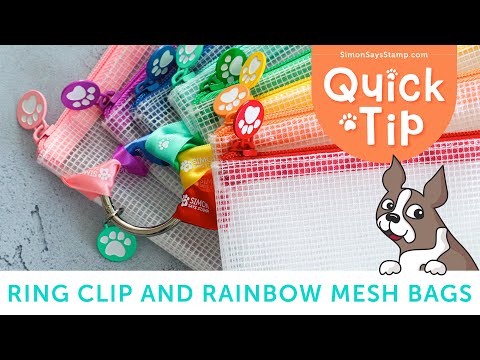 Simon Says Stamp Mesh Zipper Bags Rainbow Set With Ring Clip