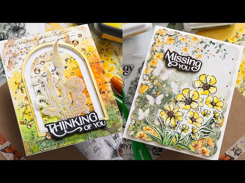 Simon Says Stamp Card Kit of the Month April 2025 Butterfly Blossoms ck0425 Distress Crayons + Inks + Stencils! 2 Ways to Use Simon's April 2025 Card Kit! Nina-Marie Trapani