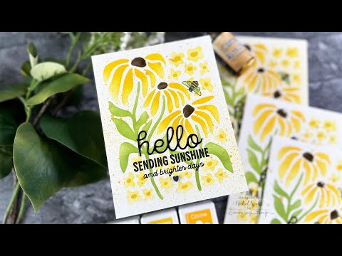 Simon Says Stamp Set of 4 Stencils Retro Flowers ssst221710