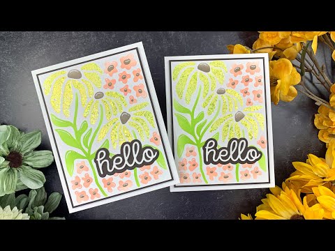 Simon Says Stamp Set of 4 Stencils Retro Flowers ssst221710