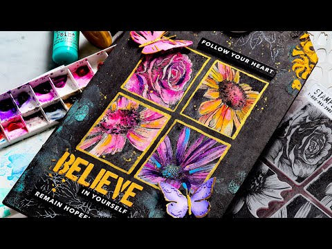 Tim Holtz Cling Rubber Stamps Bold Botanicals CMS462 follow your heart