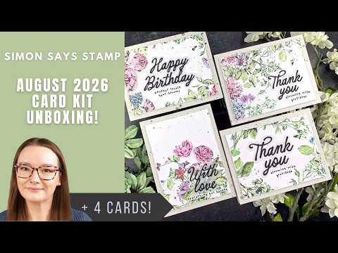 PREORDER Simon Says Stamp Card Kit of the Month August 2026 Made to Flourish ck0826 Amy Rysavy SSS August 2026 Card Kit Unboxing + 4 Cards!