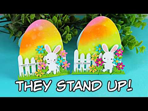 Simon Says Stamp Basic Shapes Nested Eggs 1579sd Beautiful Moments Easter Egg Shaped Card That STANDS UP! | Die Cut Bunny Card Sandi MacIver