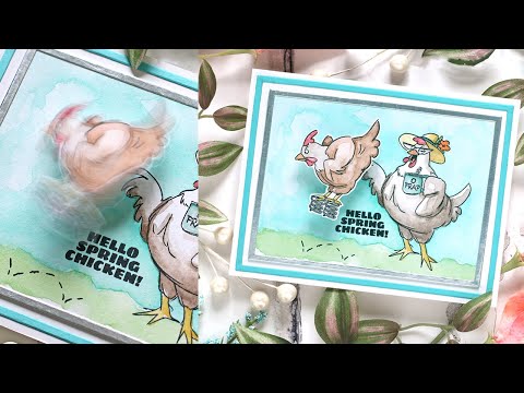 Tim Holtz Distress Watercolor Pencils Bundle of 73 And Sharpener Ranger Spring Chicken Card Video