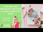 Simon Says Stamps and Dies Heirloom Roses set1236hr Always There Easy Tri-Fold Birthday Card with Layered Heirloom Roses Yana Smakula