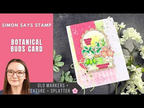 Simon Says Clear Stamp Pepita Background 1157ss Rain or Shine Botanical Buds Card | Simon Says Stamp Amy Rysavy