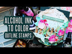 Simon Says Stamp Floral Elements Wafer Dies 445sss Alcohol Inked Backgrounds to Color in Stamped Images Nina-Marie Trapani