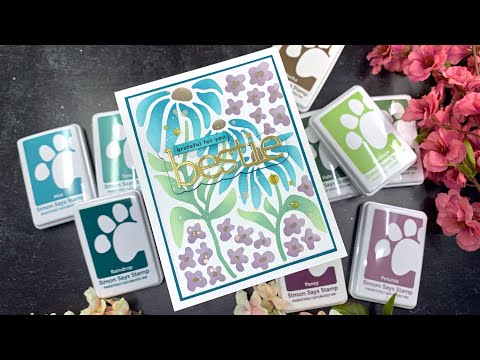Simon Says Stamp Set of 4 Stencils Retro Flowers ssst221710