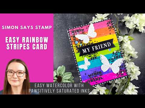 Simon Says Stamp Flourish Butterfly Trio Wafer Dies s1092 In My Heart Easy Rainbow Stripes Card | Simon Says Stamp Amy Rysavy