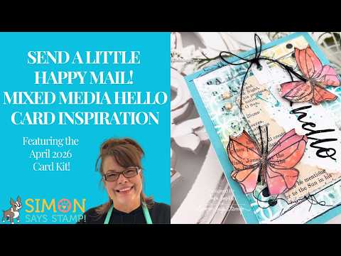 PREORDER Simon Says Stamps Dies and Stencils A Little Artsy set1214la Send a Little Happy Mail! Mixed Media Hello Card Inspiration Tina Smith