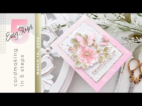 Simon Says Stamp Set of 3 Stencils Butterfly Escapade 1144stc In My Heart EASY Watercoloring for Sympathy Cards | Simon Says Stamp Wild Rose | Cardmaking In 5 Easy Steps Tina Smith